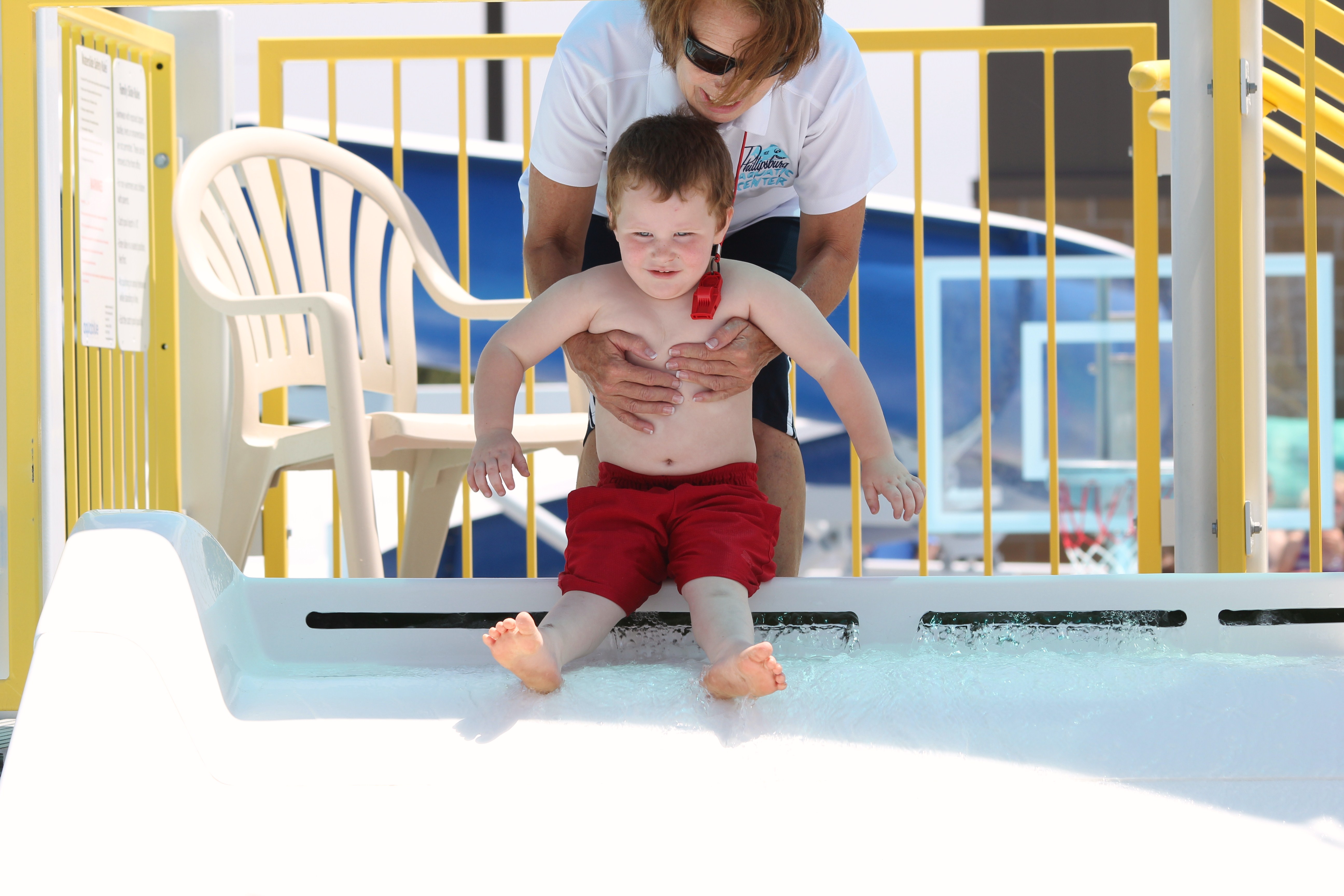 Here we go down the family slide.